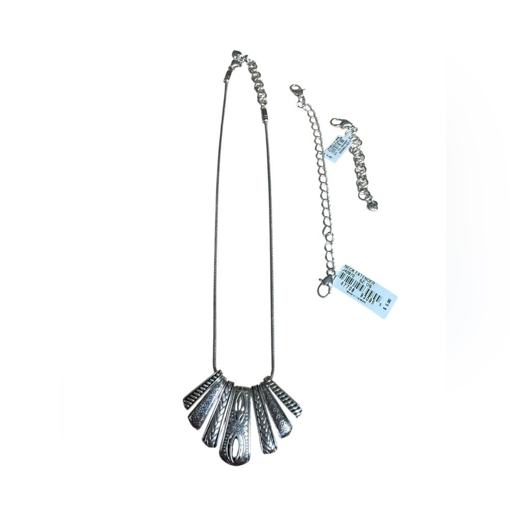 Brighton Andorra Necklace Graduated Slide 16” 18” Scroll Bar Bib Collar Silver
